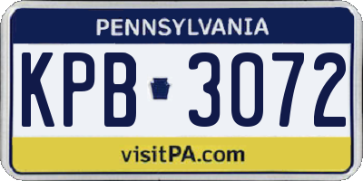 PA license plate KPB3072
