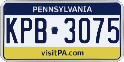 PA license plate KPB3075