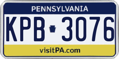 PA license plate KPB3076