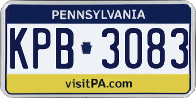PA license plate KPB3083
