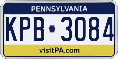 PA license plate KPB3084