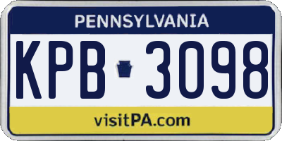 PA license plate KPB3098