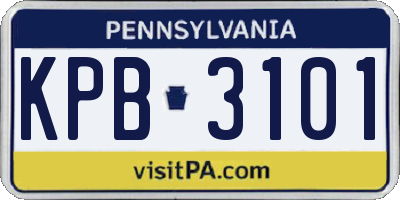 PA license plate KPB3101