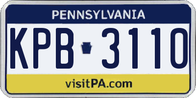 PA license plate KPB3110