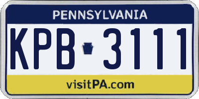 PA license plate KPB3111
