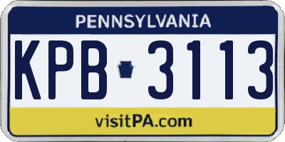 PA license plate KPB3113