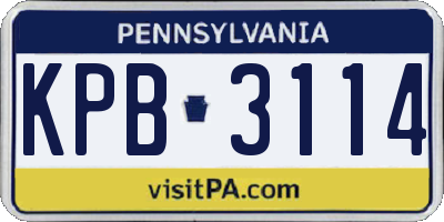 PA license plate KPB3114