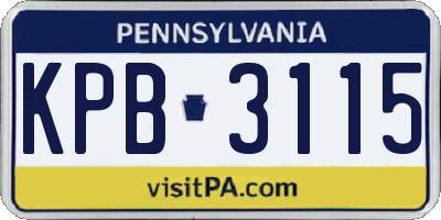 PA license plate KPB3115