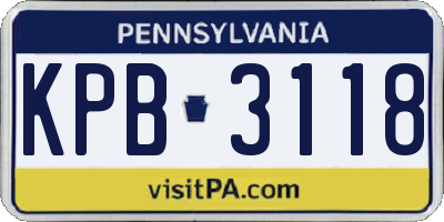 PA license plate KPB3118