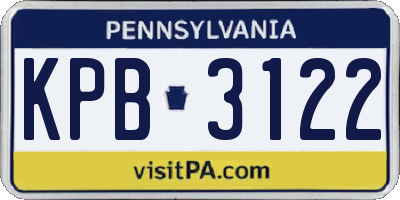 PA license plate KPB3122