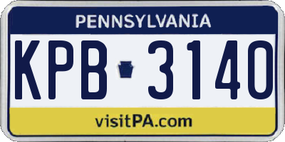 PA license plate KPB3140