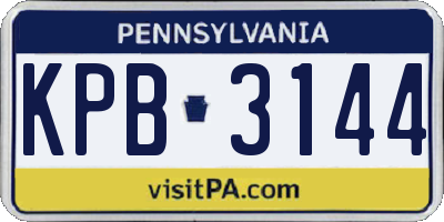 PA license plate KPB3144