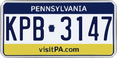 PA license plate KPB3147