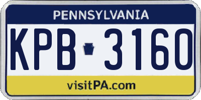 PA license plate KPB3160