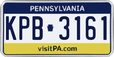PA license plate KPB3161