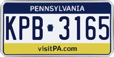 PA license plate KPB3165