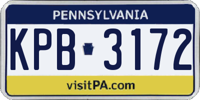 PA license plate KPB3172