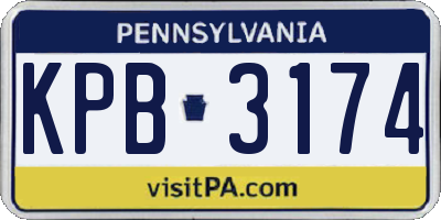 PA license plate KPB3174
