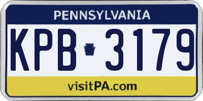 PA license plate KPB3179
