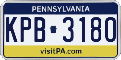 PA license plate KPB3180