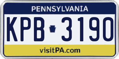 PA license plate KPB3190