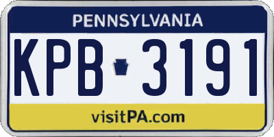 PA license plate KPB3191
