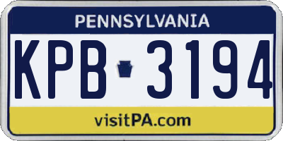 PA license plate KPB3194