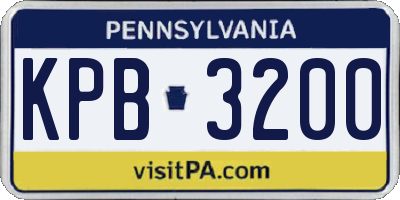 PA license plate KPB3200
