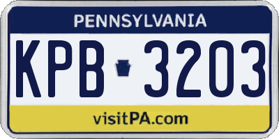 PA license plate KPB3203