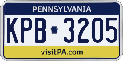 PA license plate KPB3205