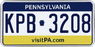 PA license plate KPB3208