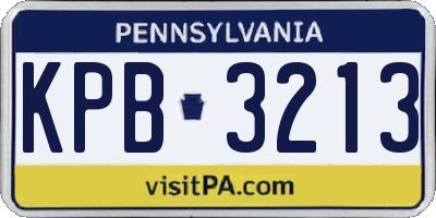 PA license plate KPB3213