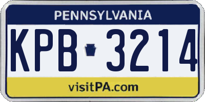 PA license plate KPB3214