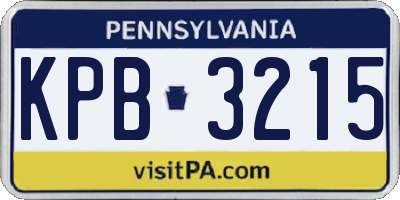 PA license plate KPB3215