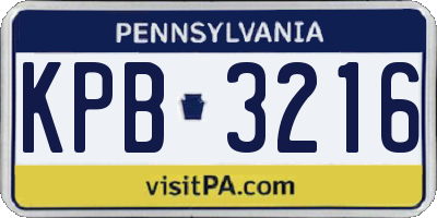 PA license plate KPB3216