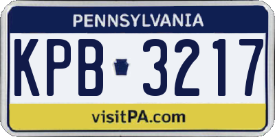 PA license plate KPB3217