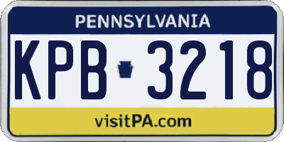 PA license plate KPB3218