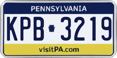 PA license plate KPB3219
