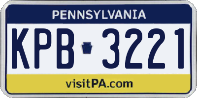 PA license plate KPB3221