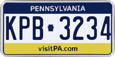 PA license plate KPB3234