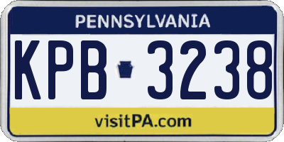 PA license plate KPB3238