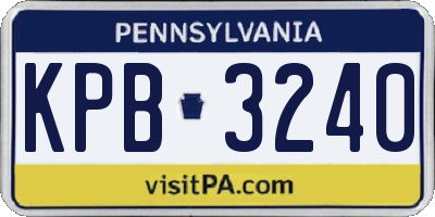 PA license plate KPB3240