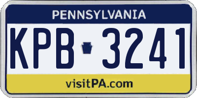 PA license plate KPB3241