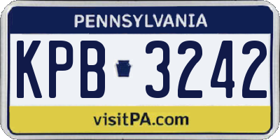 PA license plate KPB3242