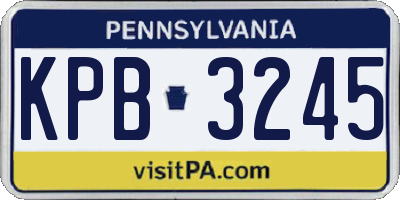 PA license plate KPB3245