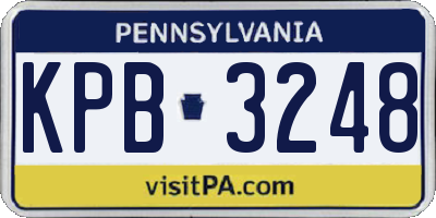 PA license plate KPB3248