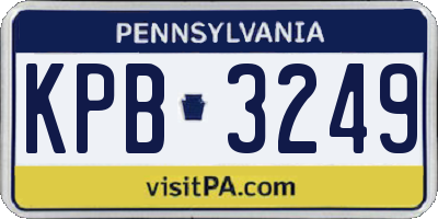 PA license plate KPB3249