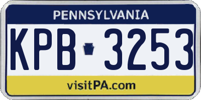 PA license plate KPB3253