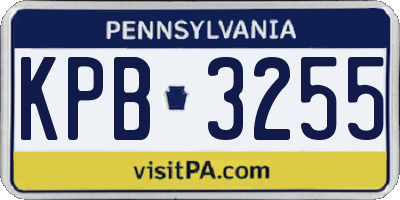 PA license plate KPB3255