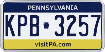 PA license plate KPB3257